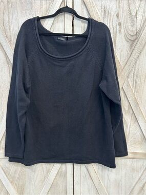 Daisy Fuentes Black Knit Scoop Neck Top Sweater